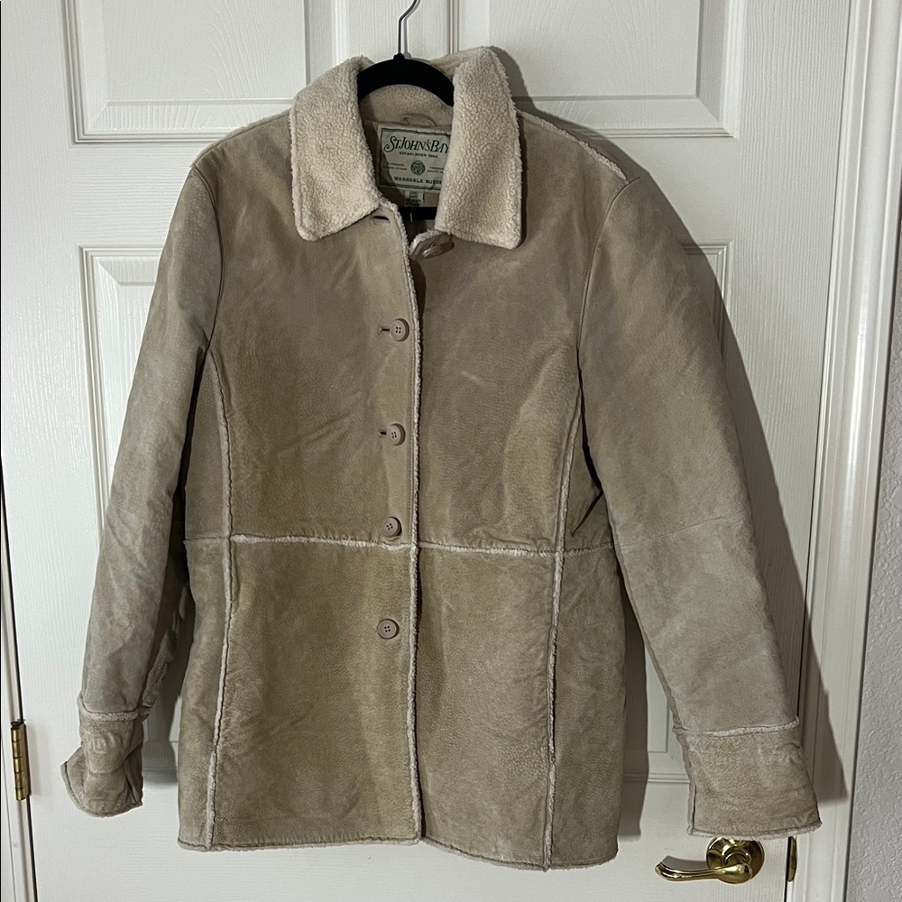 St. John's Bay Light Tan Leather Suede Jacket, Sz Large